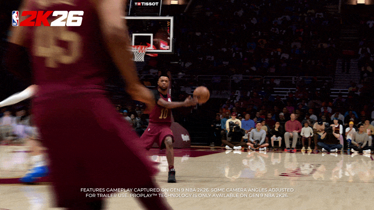 NBA 2K gameplay showing in-game basketball action