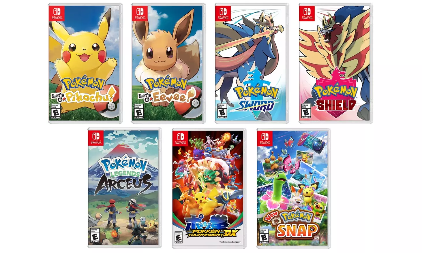 Cover art of Pokémon games on Nintendo Switch